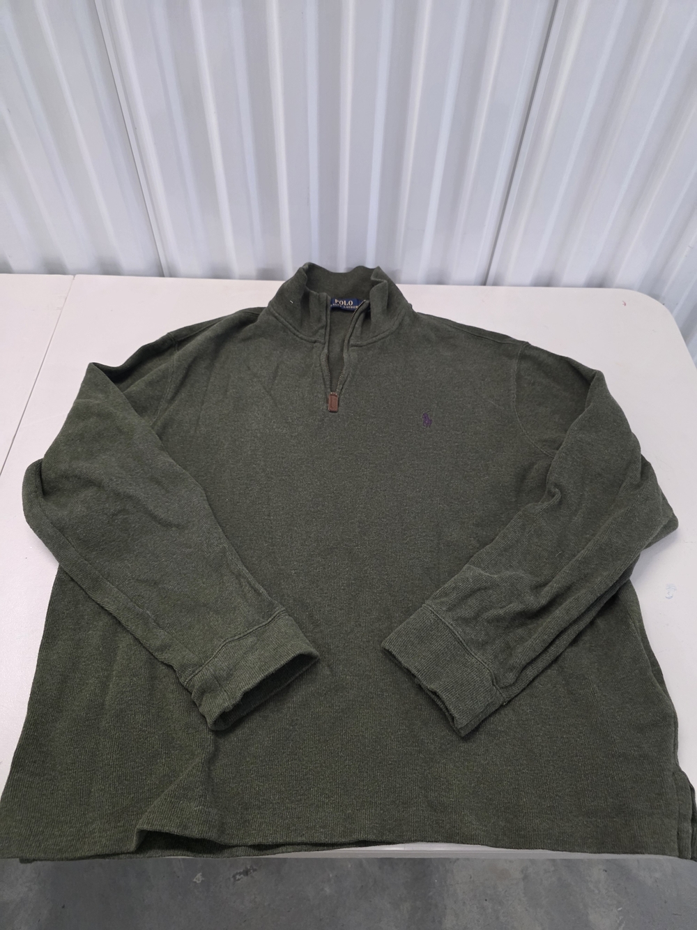 Polo Ralph Lauren Olive Green Quarter Zip Pullover Men's Size XL